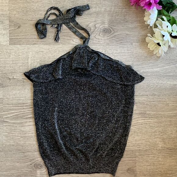 NEW YORK & COMPANY BLACK HALTER BLOUSE - Picture 6 of 15